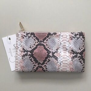 Pink Snake-Print Zip Wristlet